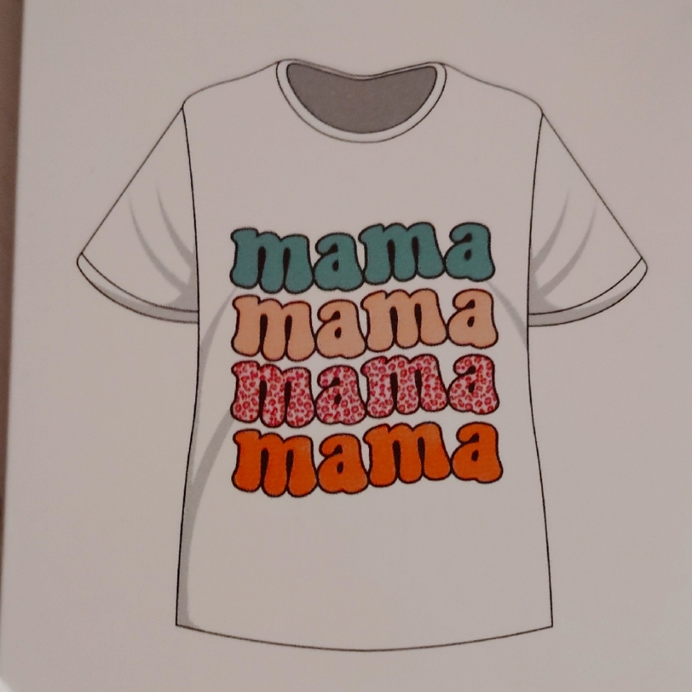 White T-Shirt with Colorful 'Mama' Print
